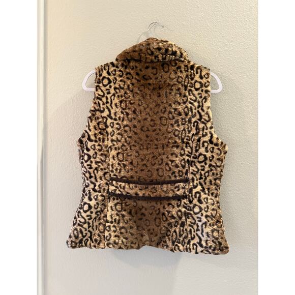 030 Yoki Women's Animal Print Sleeveless Zipper Front Vest Outerwear  Sz L - Picture 2 of 6